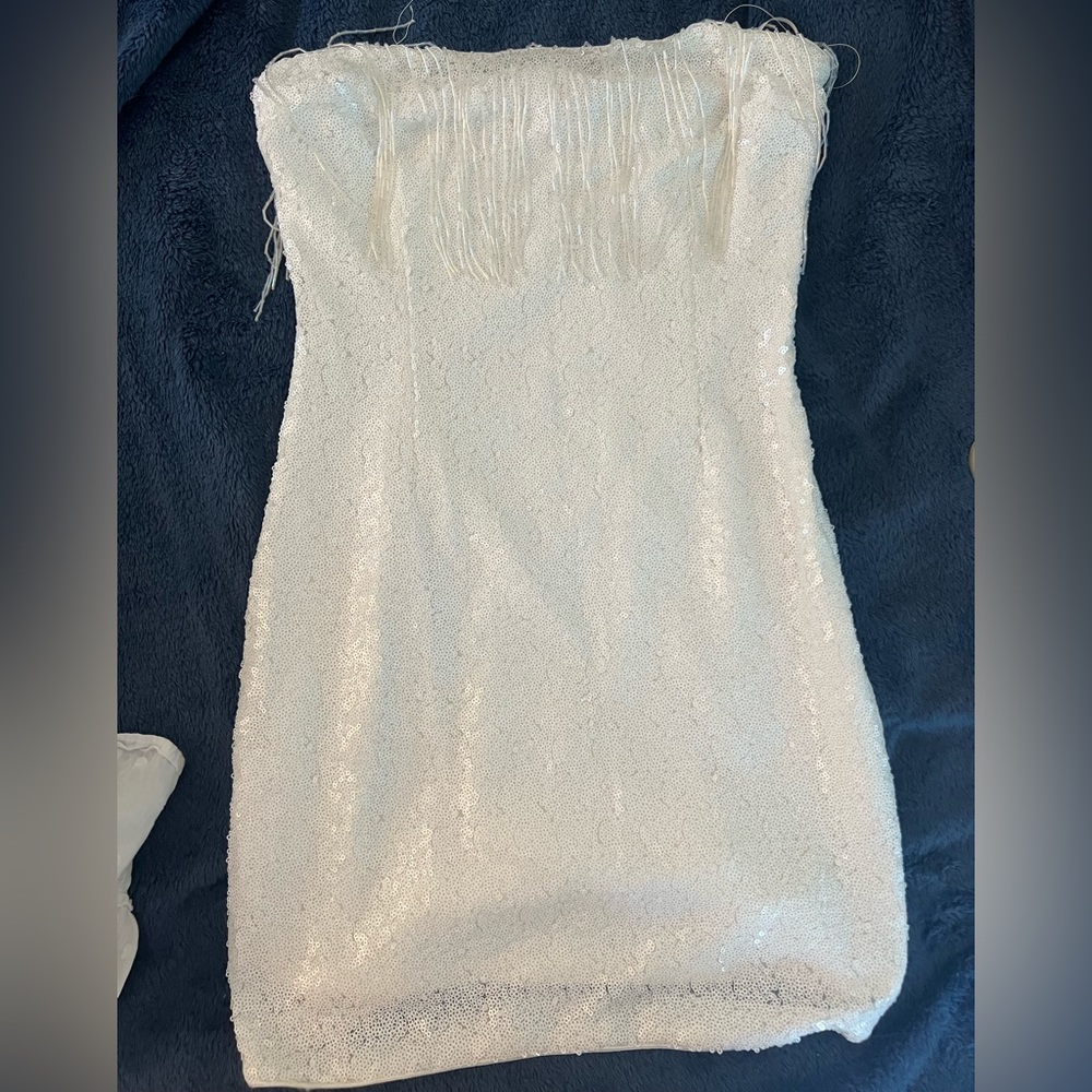 Strapless sequin dress